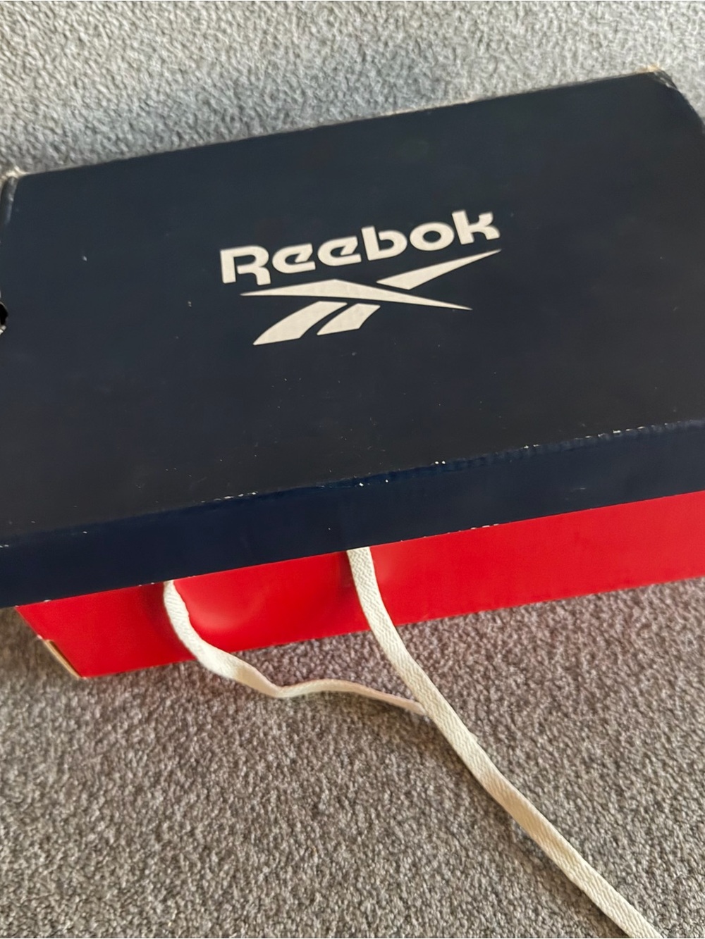 Reebok Navy and Red Sneaker Box with White Laces